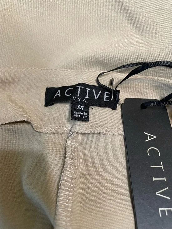 Active USA Cream Slim Pull-On Leggings with Gold Zip Accents - Picture 8 of 12